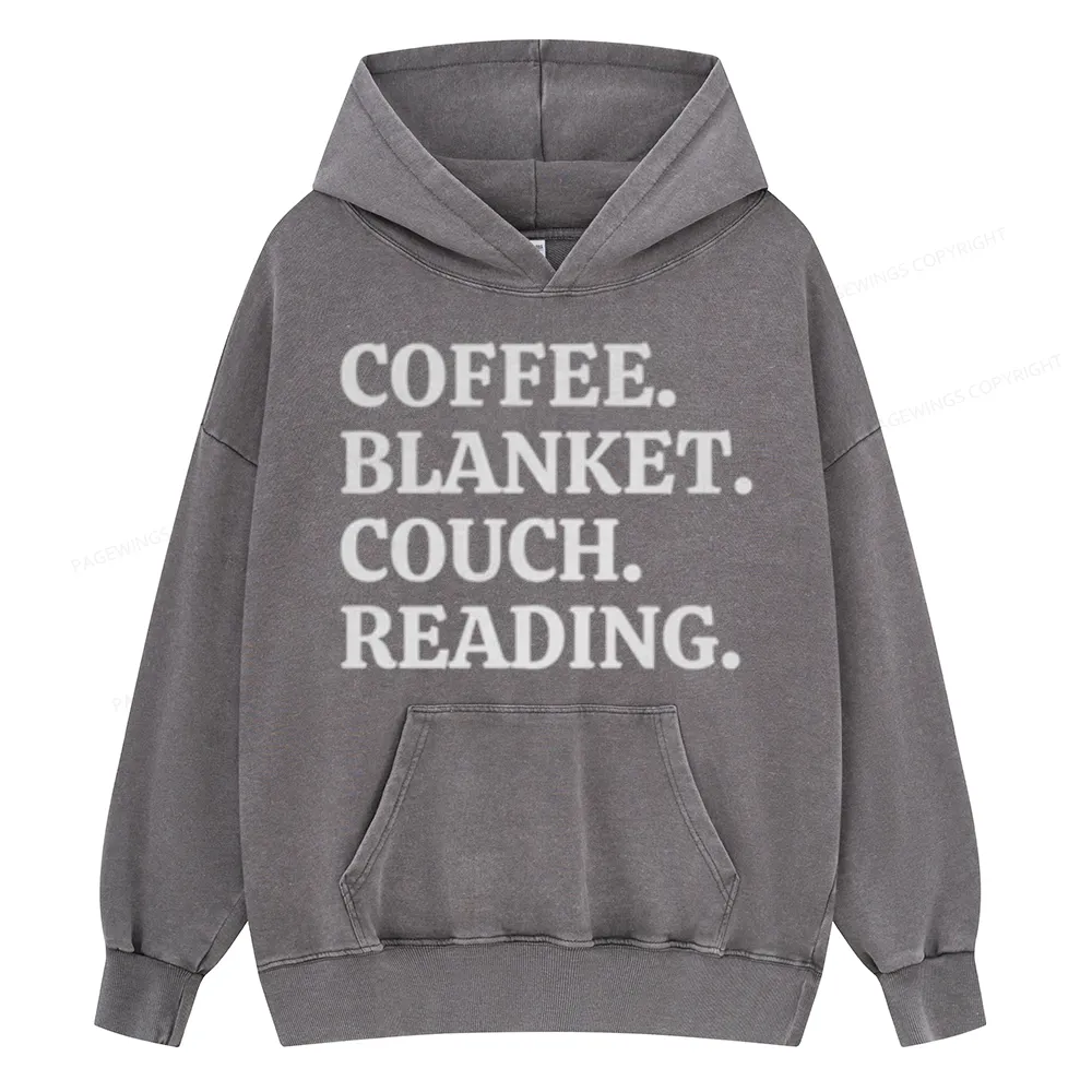 Pagewings Coffee Blanket Couch Reading Unisex Washed Hoodie
