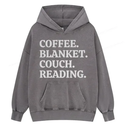 Pagewings Coffee Blanket Couch Reading Unisex Washed Hoodie