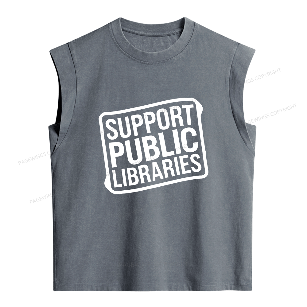 Pagewings Support Public Libraries Women's Washed Tank Top