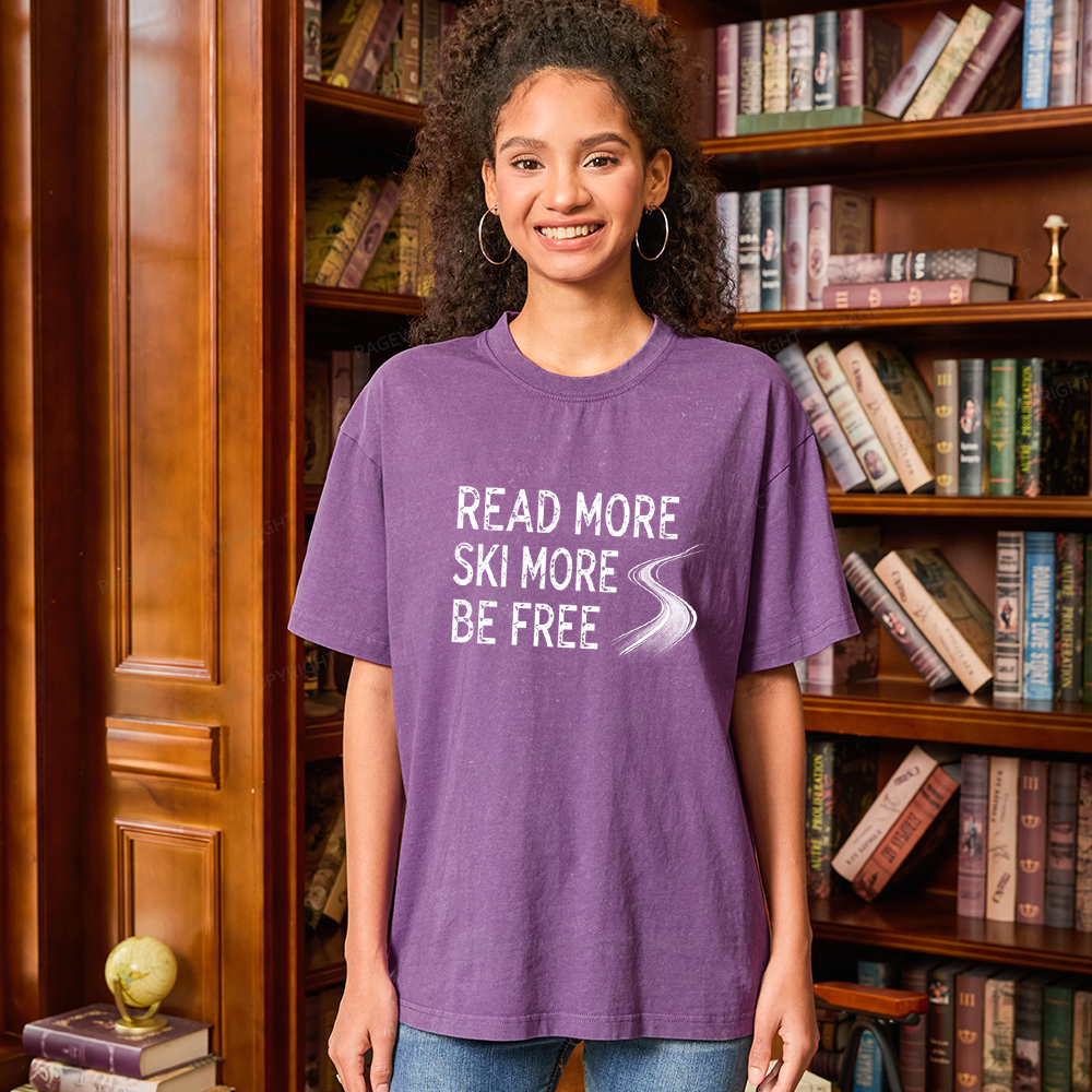 Pagewings Read More Ski More Be Free Unisex Washed T-shirt