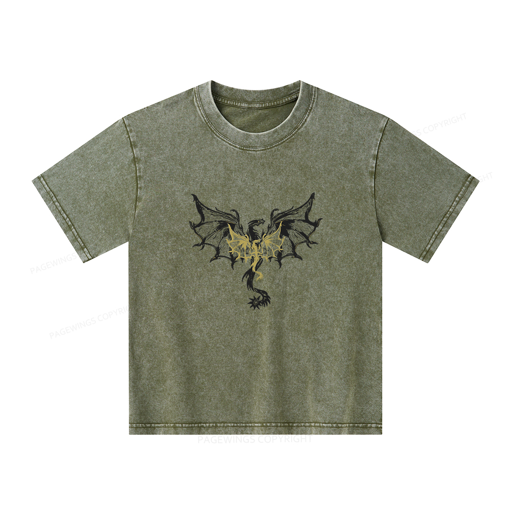 Pagewings Dragon Fantasty Unisex Kids Washed T-shirt
