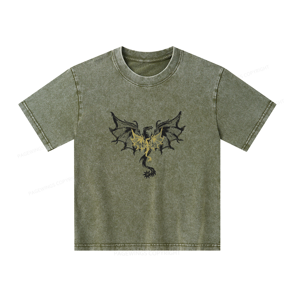 Pagewings Dragon Fantasty Unisex Kids Washed T-shirt