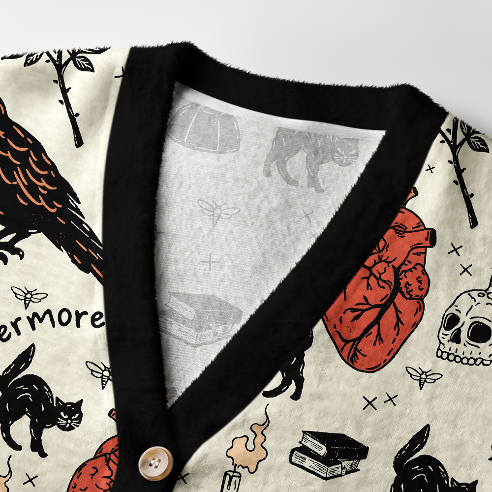 Pagewings Reading Crow Light Knit Unisex Cardigan Sweaters