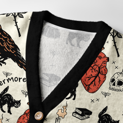 Pagewings Reading Crow Light Knit Unisex Cardigan Sweaters