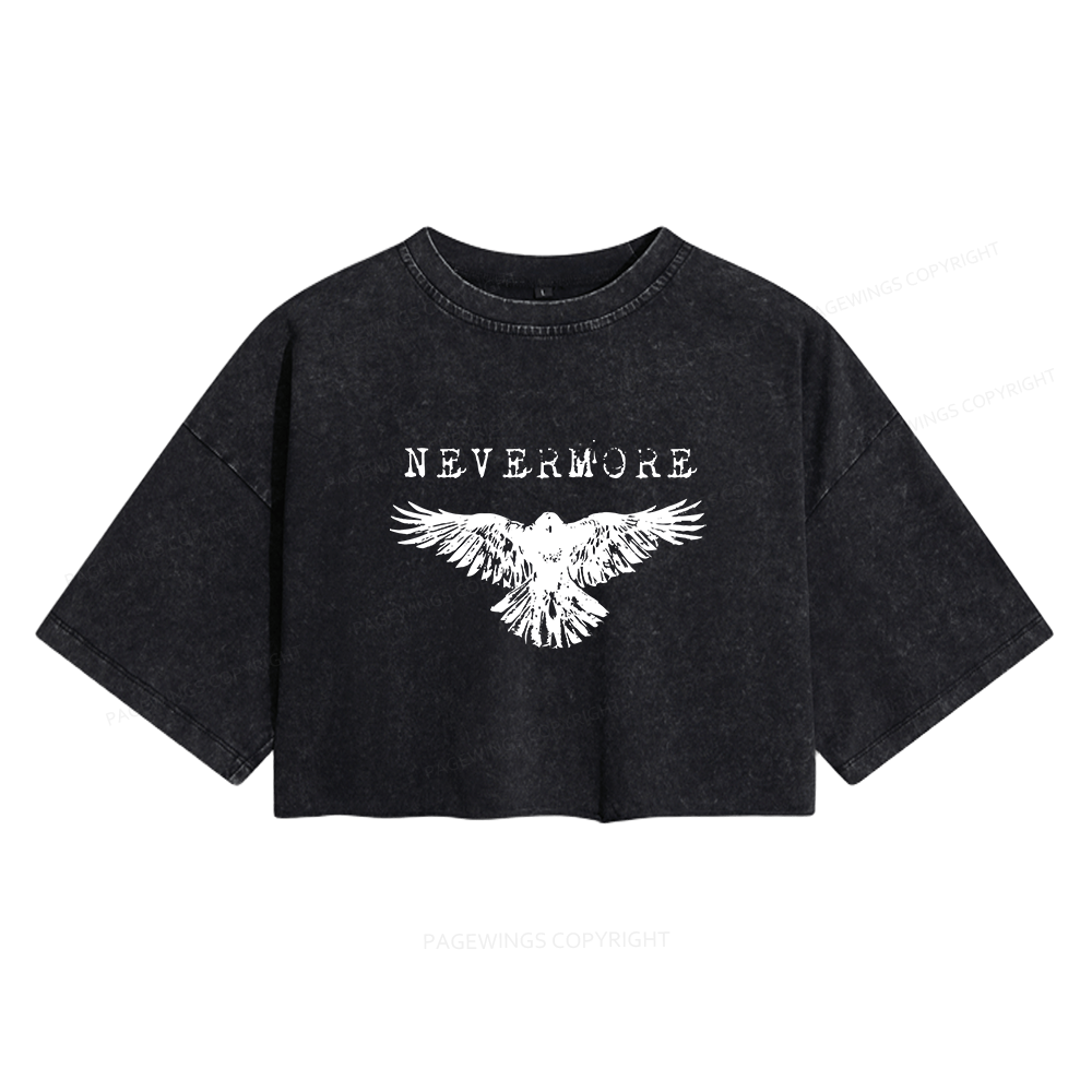 Pagewings Nevermore Women's Washed Cropped T-shirt