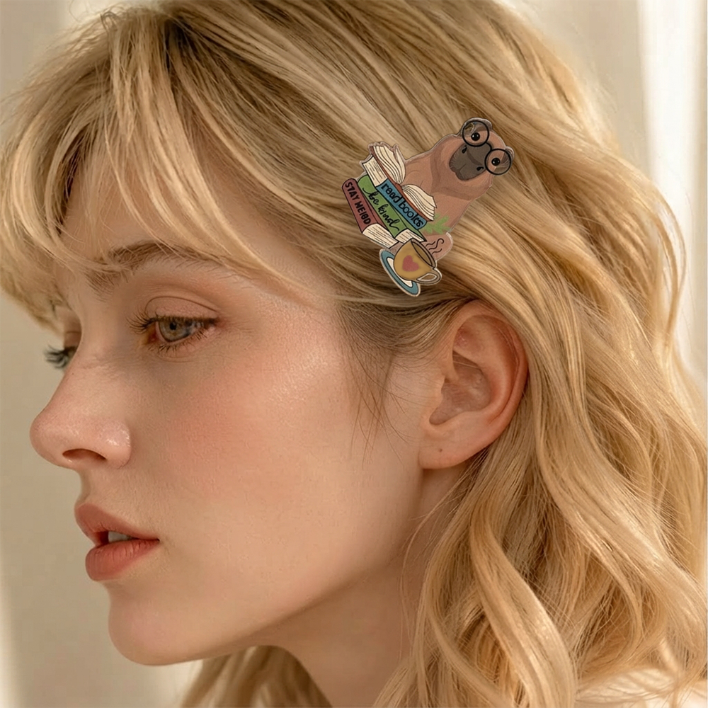 Pagewings Capybara Reading Acrylic Hair Clip