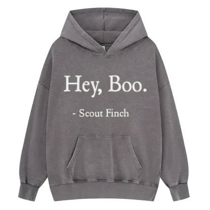 Pagewings HEY BOO Unisex Washed Hoodie