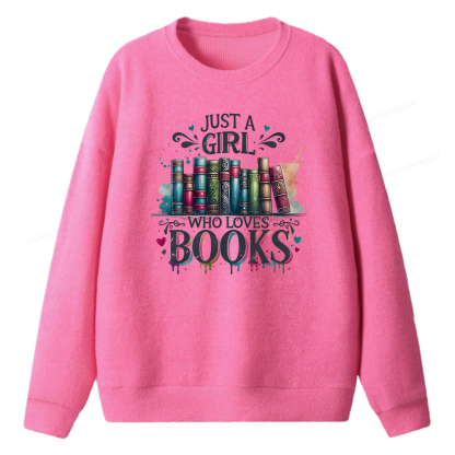Pagewings Just A Girl Who Loves Books Unisex Knit Sweatshirt