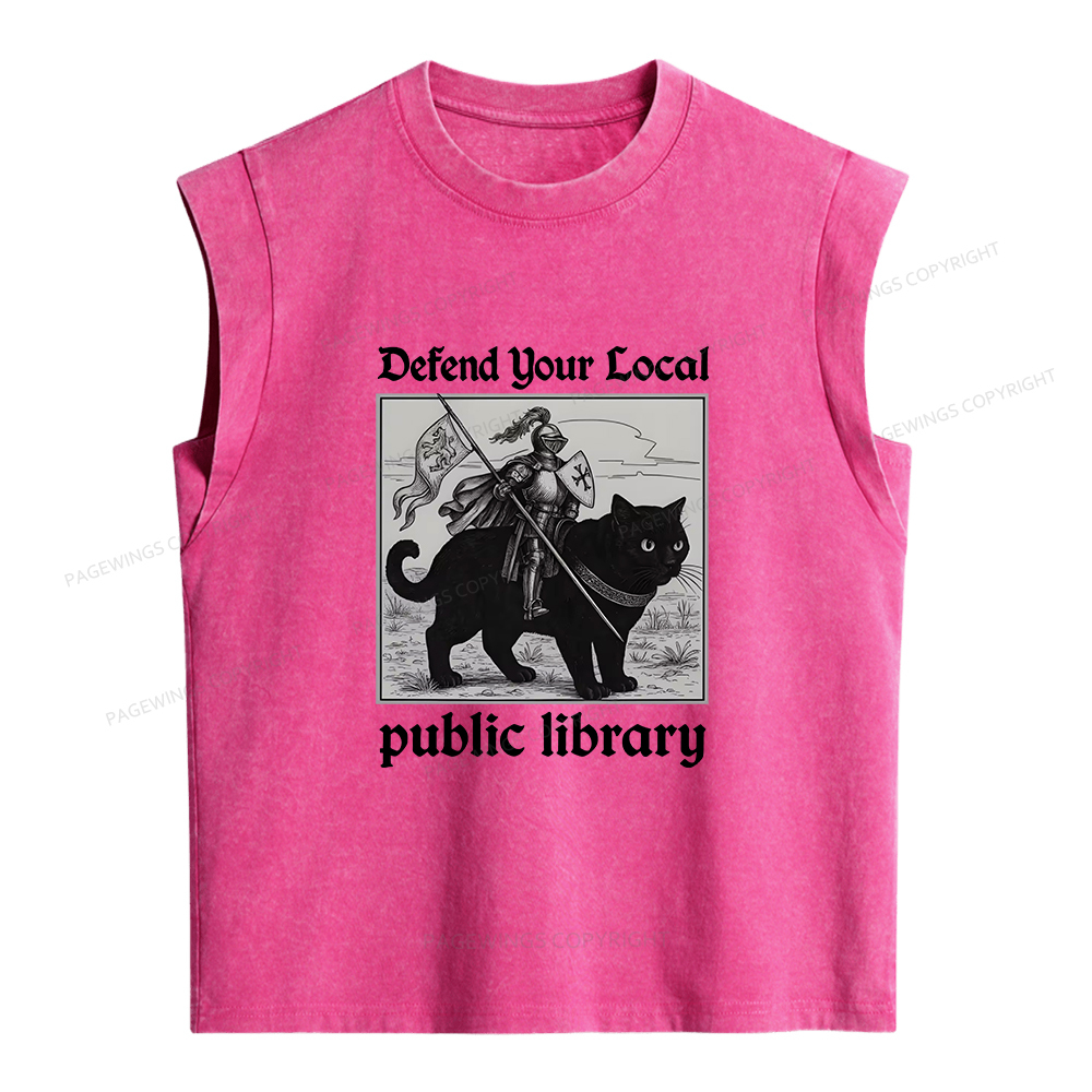 Pagewings Defend Your Local public library Women's Washed Tank Top