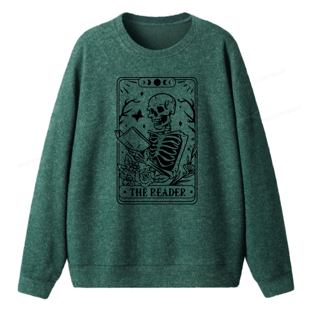 Pagewings Halloween The Reader Tarot Card Unisex Knit Sweatshirt