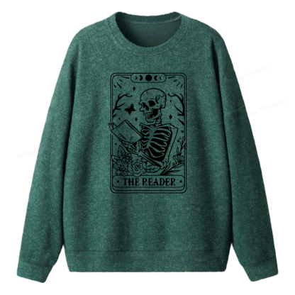 Pagewings Halloween The Reader Tarot Card Unisex Knit Sweatshirt