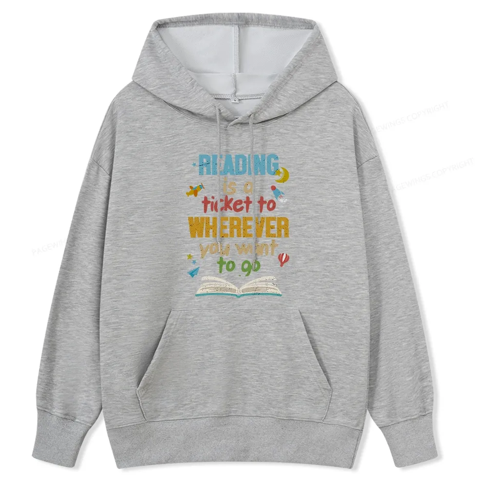 Pagewings Reading Is A Ticket Unisex Classic Hoodie