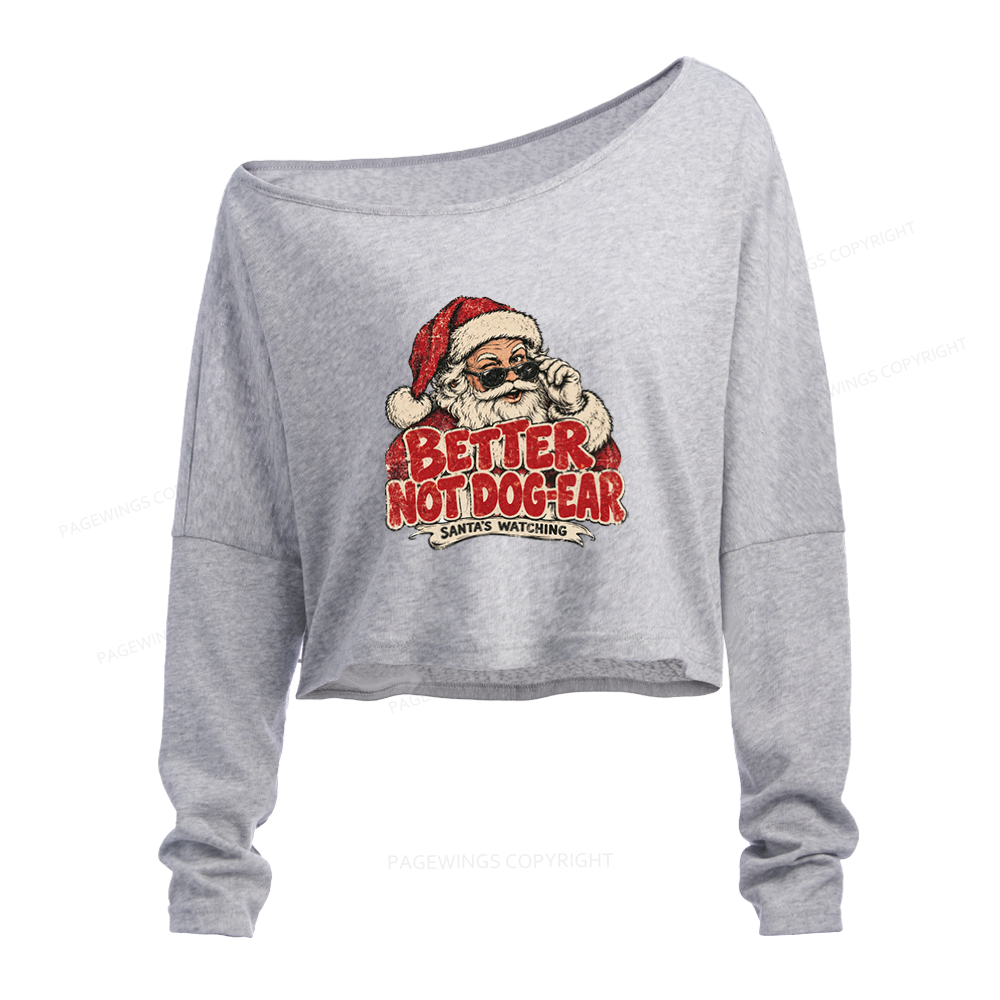 Pagewings Better Not Dog-Ear Slouchy Long Sleeve Off Shoulder T-shirt