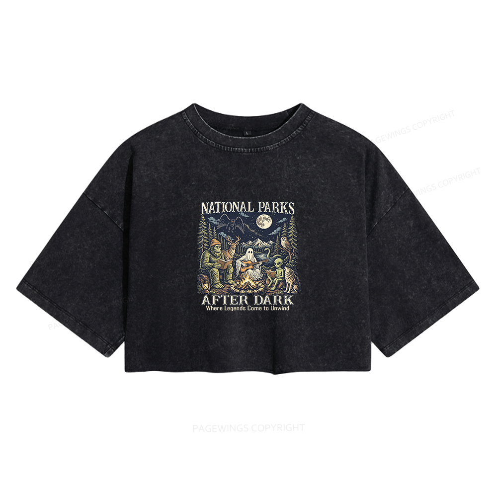 Pagewings National Parks After Dark Women's Washed Cropped T-shirt