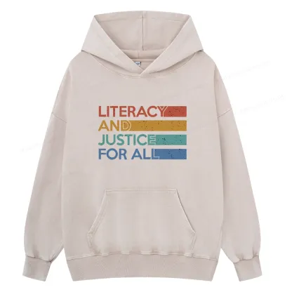 Pagewing Literacy and Justice For All Unisex Washed Hoodie