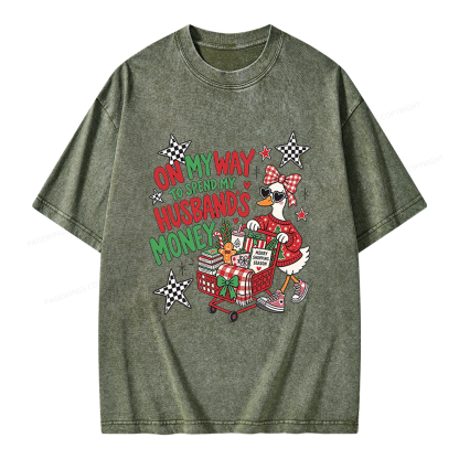 Pagewings On My Way to Spend My Husband’s Money Unisex Washed T-shirt