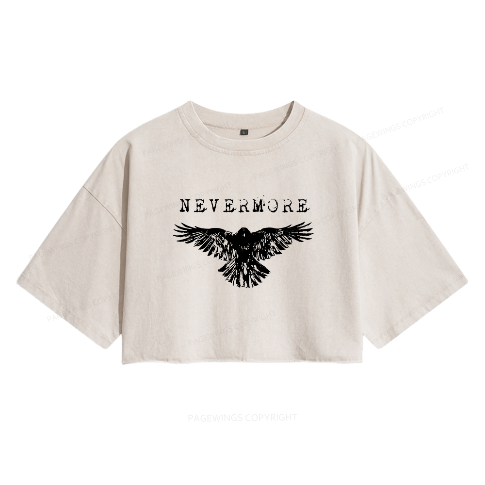 Pagewings Nevermore Women's Washed Cropped T-shirt