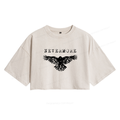 Pagewings Nevermore Women's Washed Cropped T-shirt