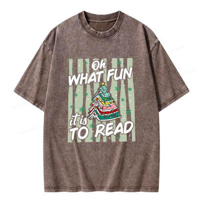 Pagewings Funny Christmas Reading Unisex Washed T-shirt