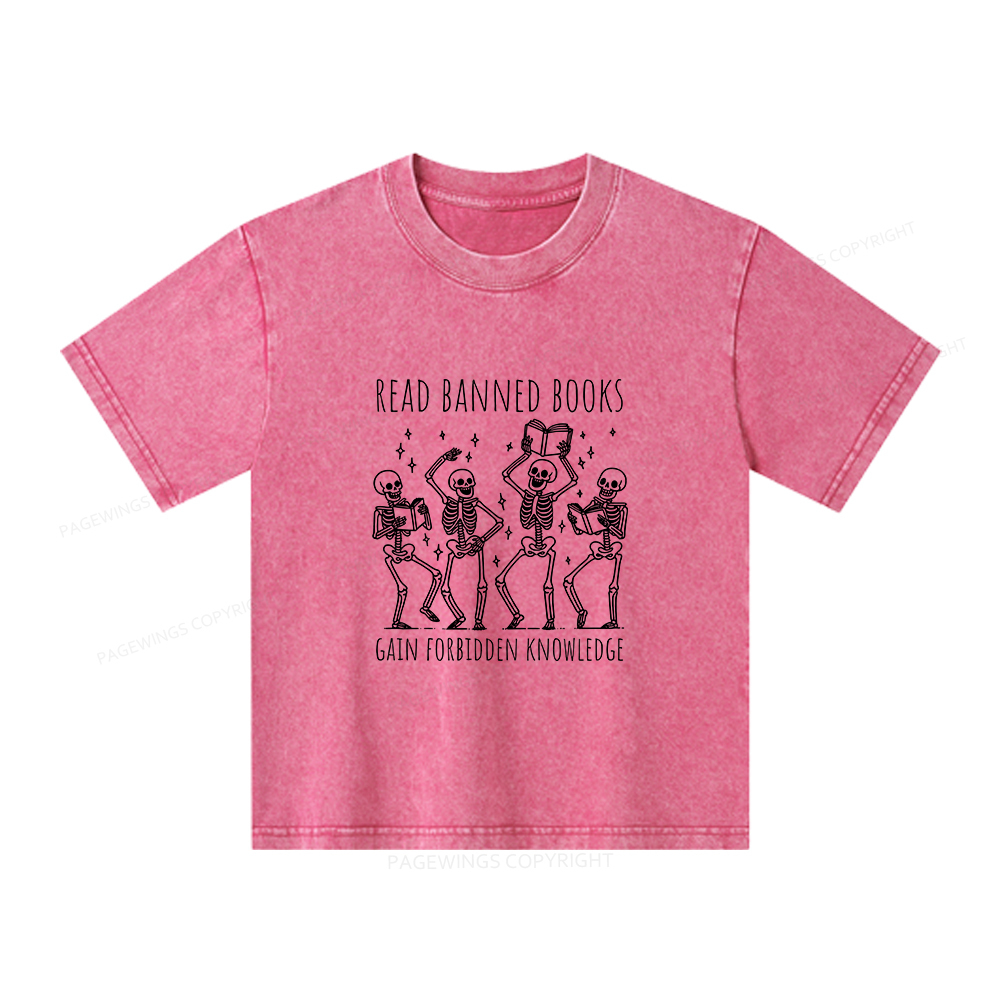 Pagewings Reading Books Tee Book Lover Gift Unisex Kids Washed T-shirt