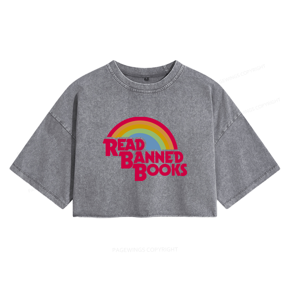 Pagewings Read Banned Books Women's Washed Cropped T-shirt