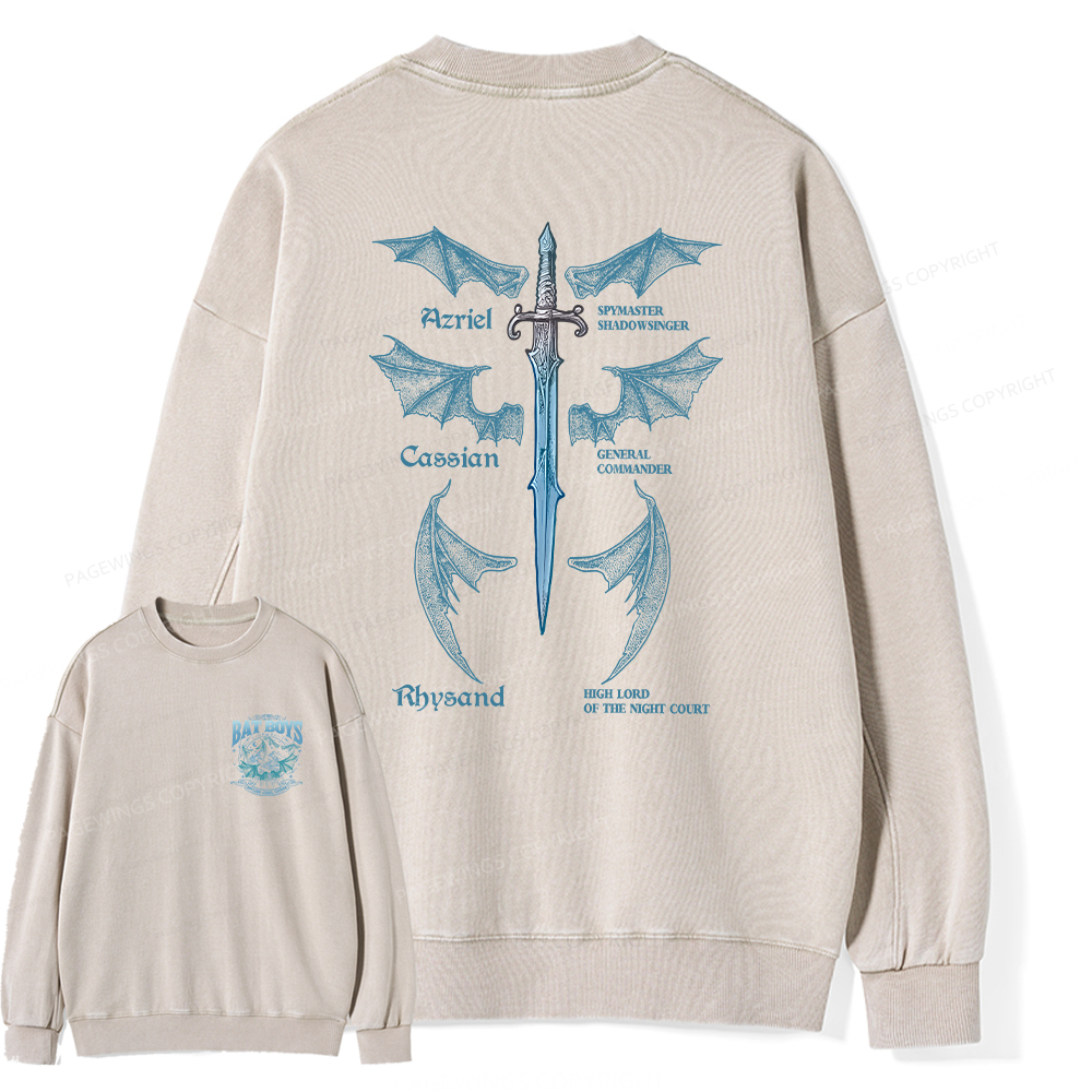 Pagewings Bat Boys Unisex Washed Sweatshirt