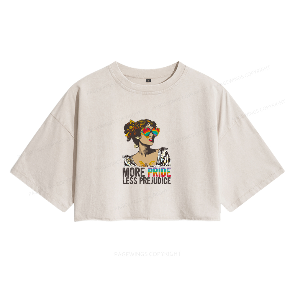 Pagewings More Pride Less Prejudice Women's Washed Cropped T-shirt