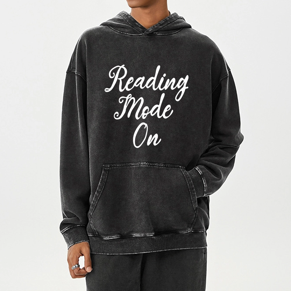 Pagewings Book Reading Mode On Unisex Washed Hoodie