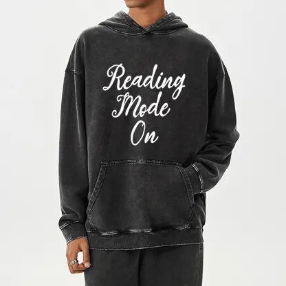 Pagewings Book Reading Mode On Unisex Washed Hoodie