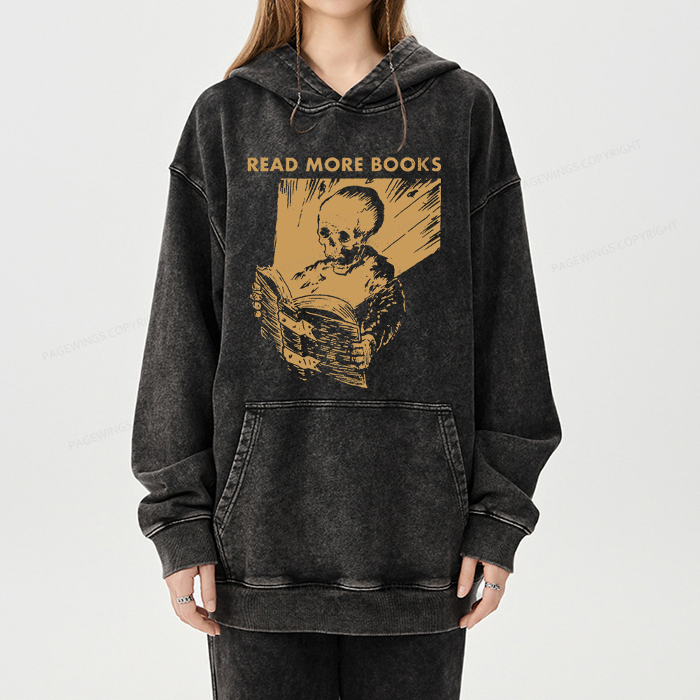 Pagewings Read More Books Unisex Washed Hoodie