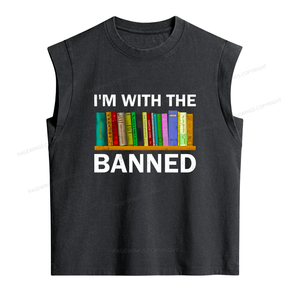 Pagewings I'm With The Banned Women's Washed Tank Top