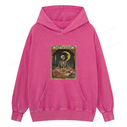 Pagewings The Reader Tarot Card Unisex Washed Hoodie