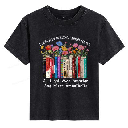 Pagewings Survived Banned Books Got Smarter Women's Washed T-shirt