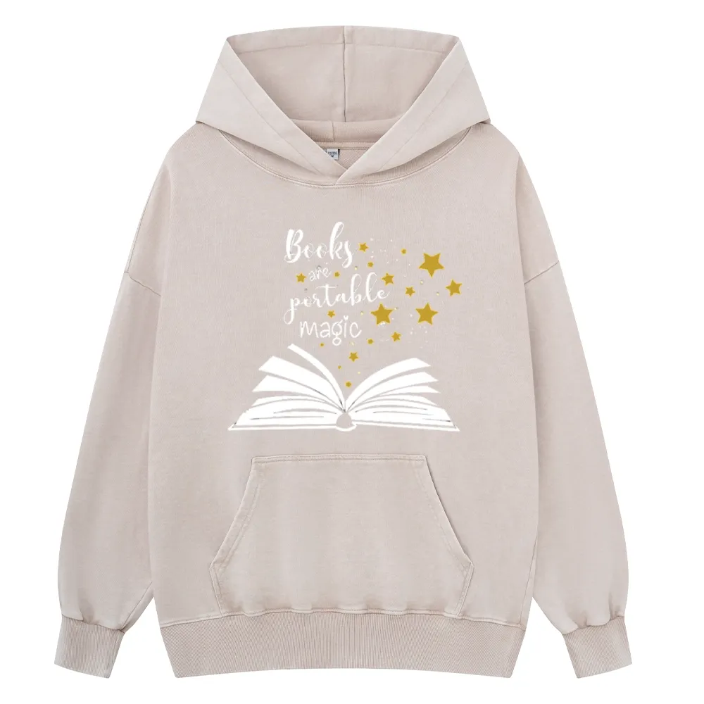 Pagewings Book Are Portable Magic Unisex Washed Hoodie