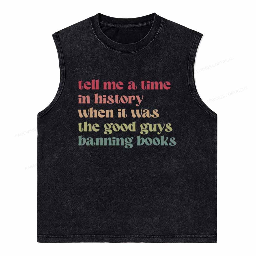Pagewings Tell Me a Time in History Unisex Washed Tank Top