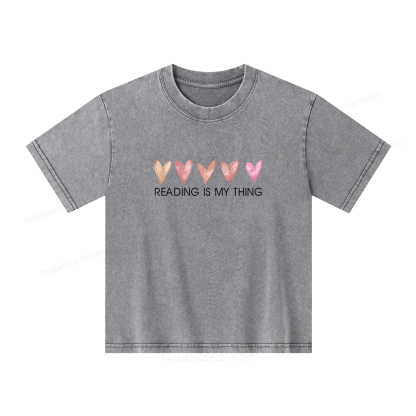 Pagewings  Reading is My Thing Unisex Kids Washed T-shirt