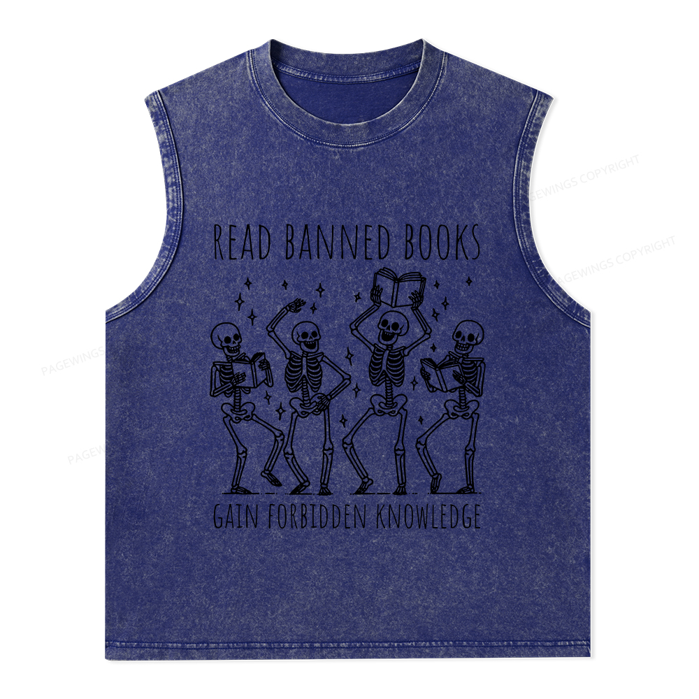 Pagewings Reading Books Tee Book Lover Gift Unisex Washed Tank Top
