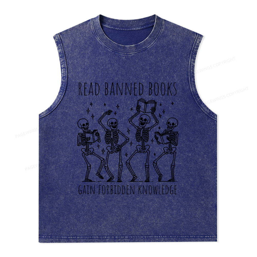 Pagewings Reading Books Tee Book Lover Gift Unisex Washed Tank Top