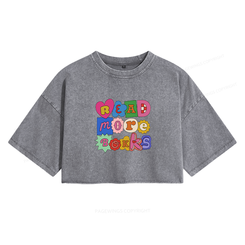 Pagewing Read More Books Women's Washed Cropped T-shirt