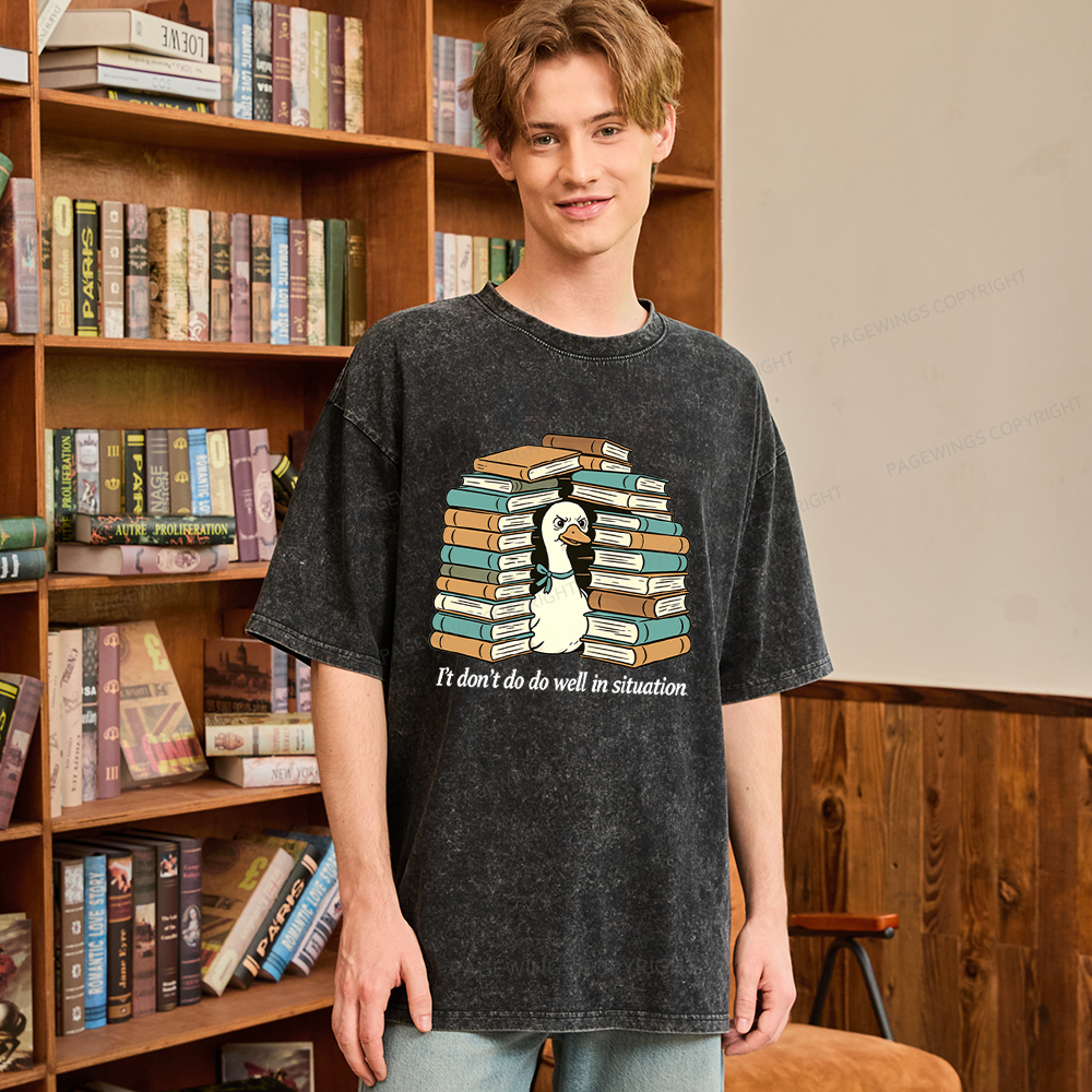 Pagewings I Don’t Do Well In Situations Unisex Washed T-shirt