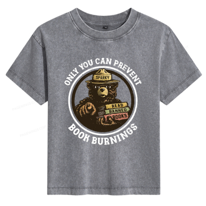 Pagewings Only You Can Prevent Book Burnings Women's Washed T-shirt
