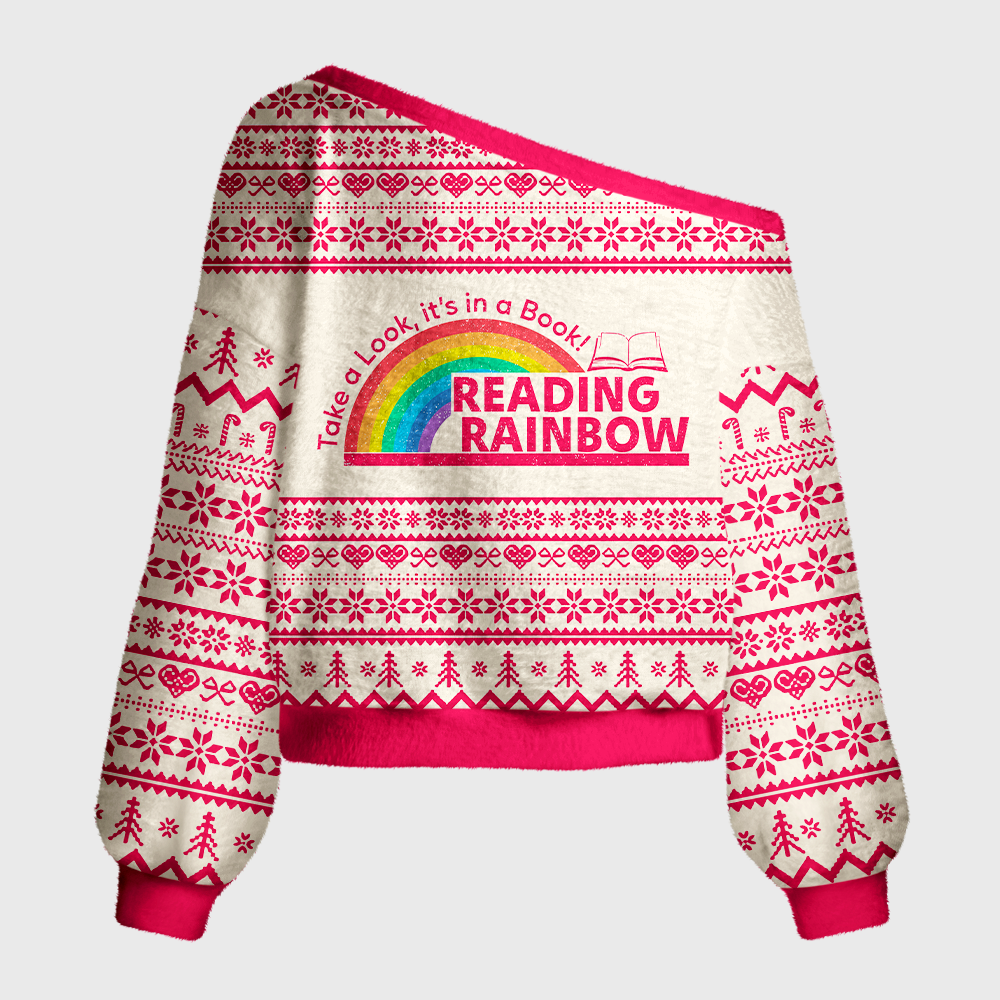 Pagewings It's In A Book Off Shoulder Ugly Knit Sweater