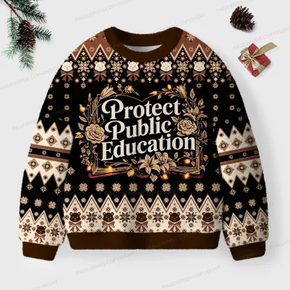 Pagewings Protect Public Education Unisex Ugly Knit Sweatshirt