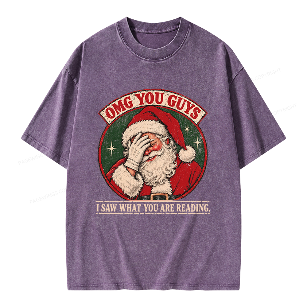 Pagewings Christmas OMG Guys Saw What Reading Unisex Washed T-shirt