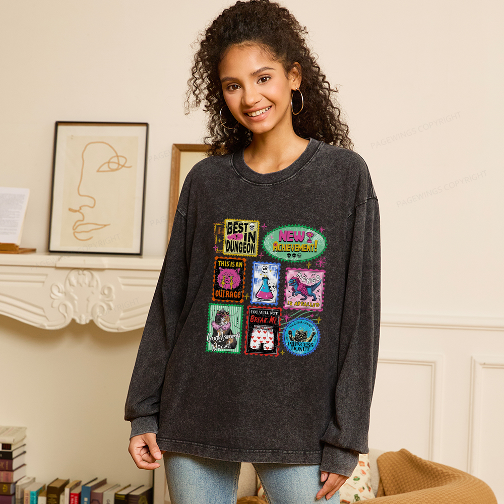 Pagewings New Achievement Unisex Washed Long Sleeve T-shirt