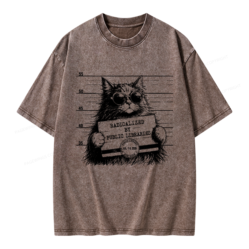 Pagewings Radicalized By Public Libraries Unisex Washed T-shirt