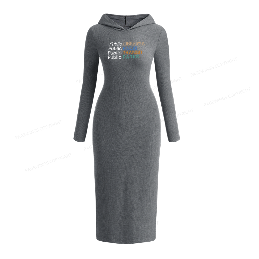 Pagewings Public Libraries Radio Transit Parks Hooded Knit Dress