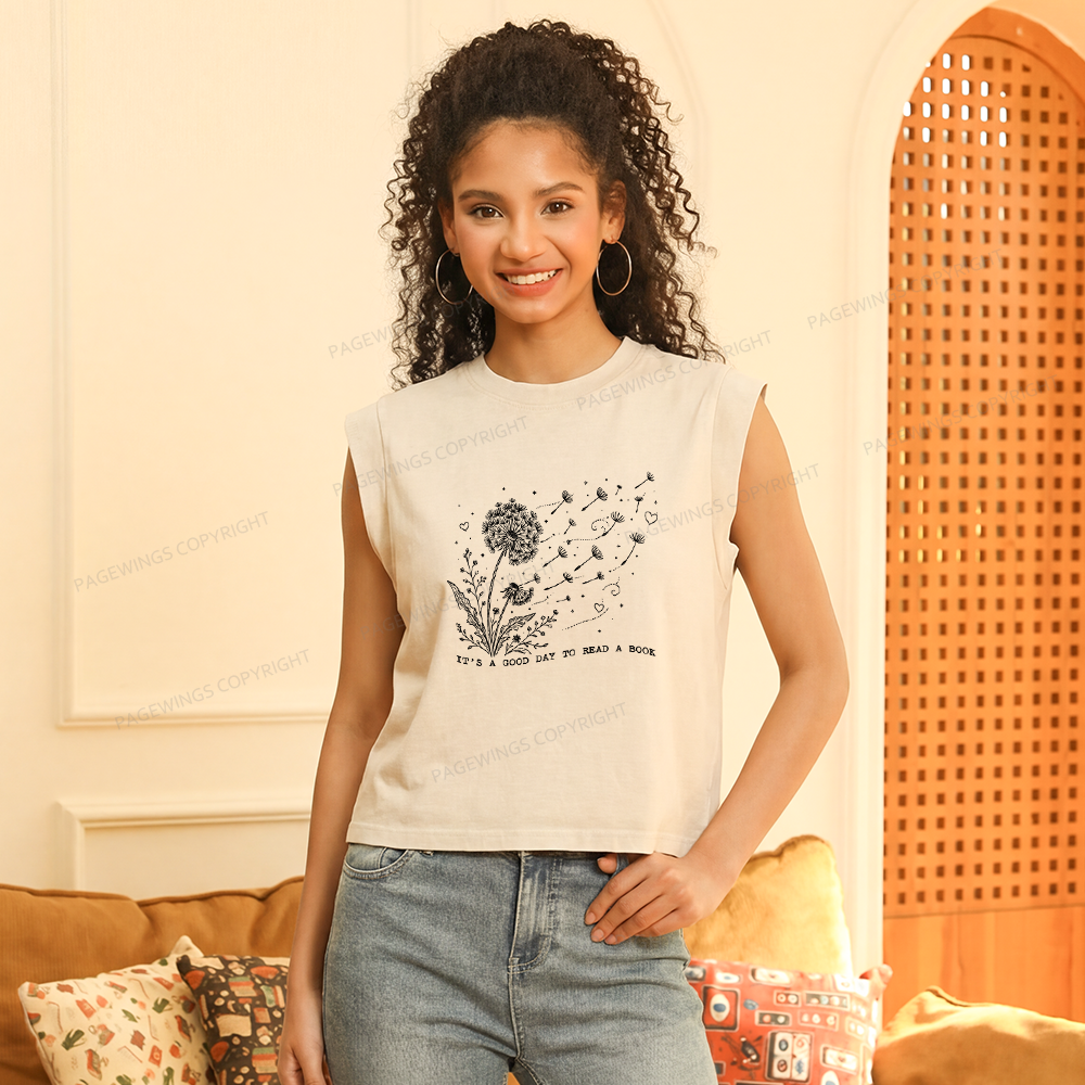 Pagewings It’s a Good Day to Read a Book Women's Washed Tank Top
