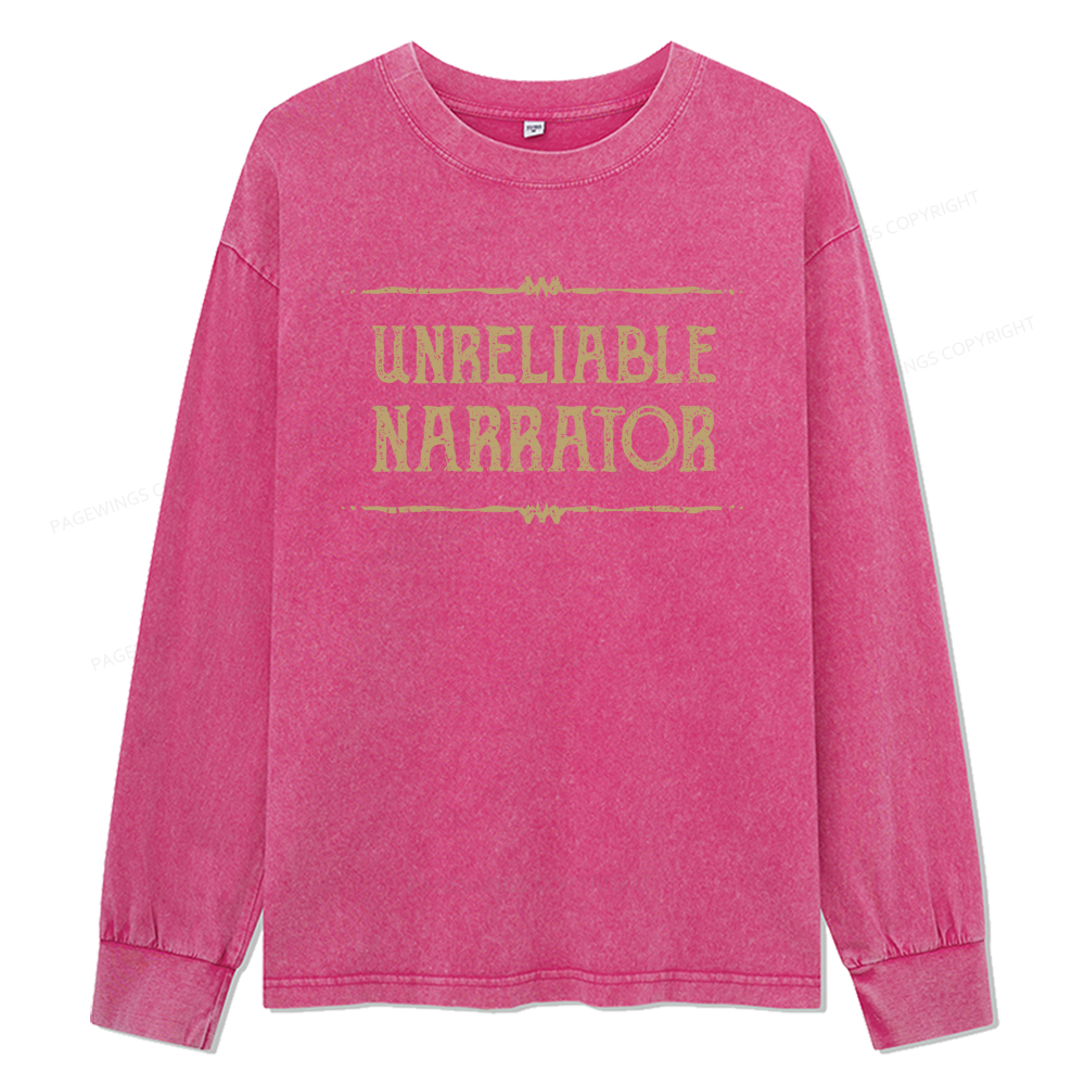 Pagewings Unreliable Narrator Unisex Washed Long Sleeve T-shirt