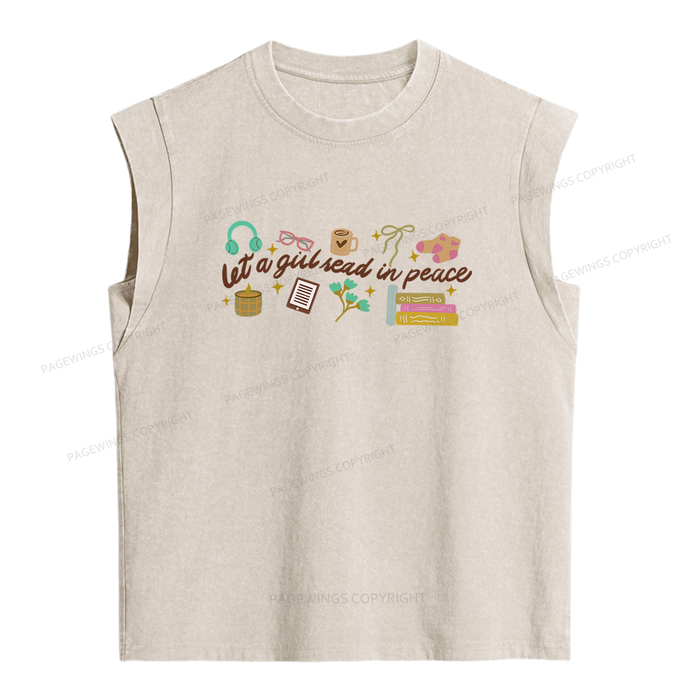 Pagewings Let a Girl Read in Peace Women's Washed Tank Top